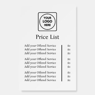 Modern Professional Price List   Custom Business  Foam Board