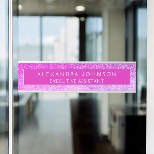 Modern Professional Purple Glitter Marble Door Sign