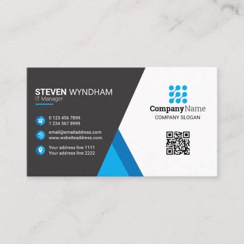 Modern Professional QR Code _ blue Business Card