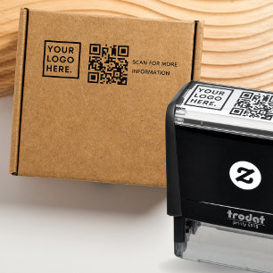 Modern Professional QR Code Custom Business Logo Self-inking Stamp
