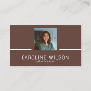 Modern professional QR CODE logo photo brown Business Card