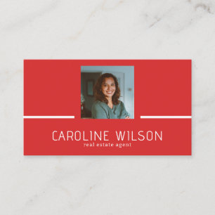 Modern professional QR CODE logo photo red Business Card