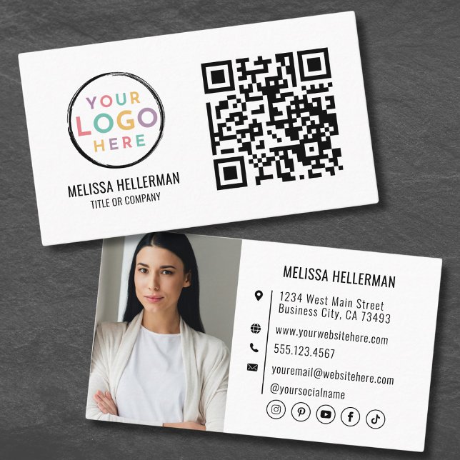 Modern Professional QR Code Photo Your Logo Business Card (Modern Professional QR Code Photo Your Logo Business Card)