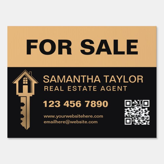 Modern Professional Real Estate Add Photo QR Code Sign (Front)