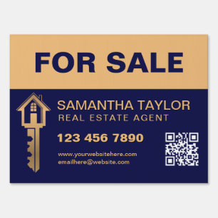 Modern Professional Real Estate Add Photo QR Code Sign
