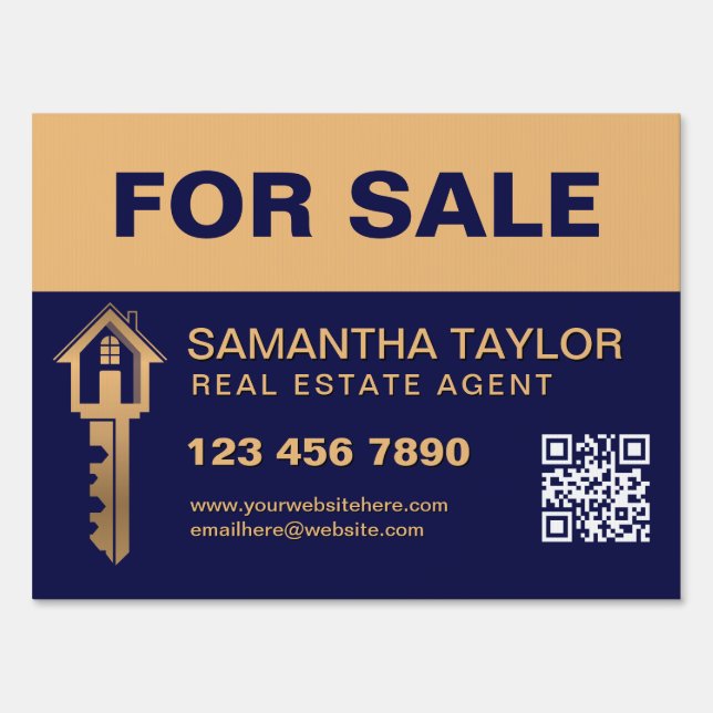 Modern Professional Real Estate Add Photo QR Code Sign (Front)