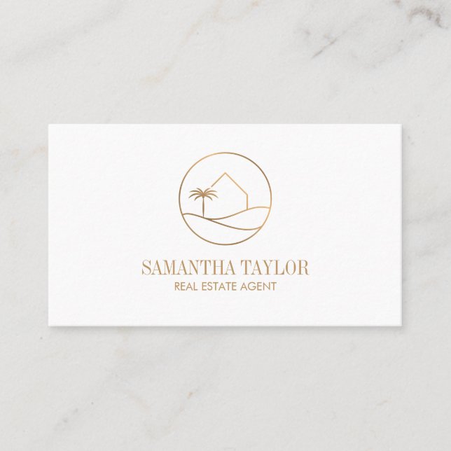 Modern Professional Real Estate Beach House Business Card (Front)