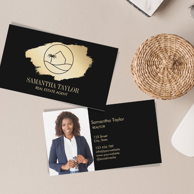 Modern Professional Real Estate House Palm Beach Business Card (Modern and professional real estate logo design by Savanamm)