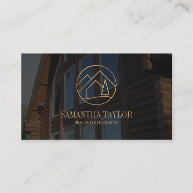 Modern Professional Real Estate Mountain Logo Business Card (Front)