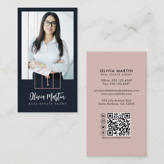 Modern Professional Real Estate Photo & Logo  Business Card (Front/Back)