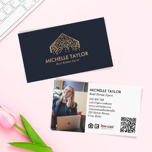 Modern Professional Real Estate Photo QR Code Business Card