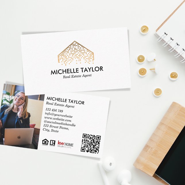 Modern Professional Real Estate Photo QR Code Business Card (Creator Uploaded)