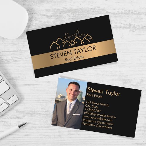 modern professional real estate realtor add photo business card