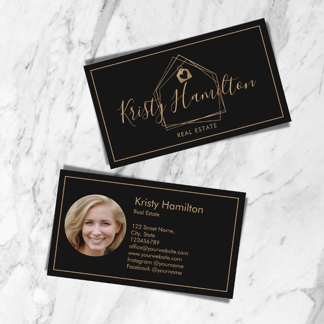 Modern Professional Real Estate Realtor Add Photo Business Card (Creator Uploaded)