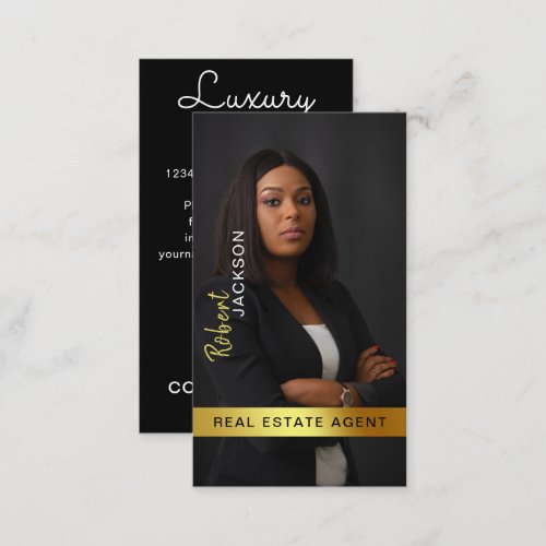 Modern Professional Real Estate Realtor Add Photo  Business Card