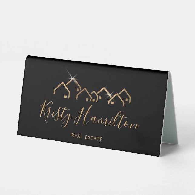 modern professional real estate realtor house logo table tent (Front)