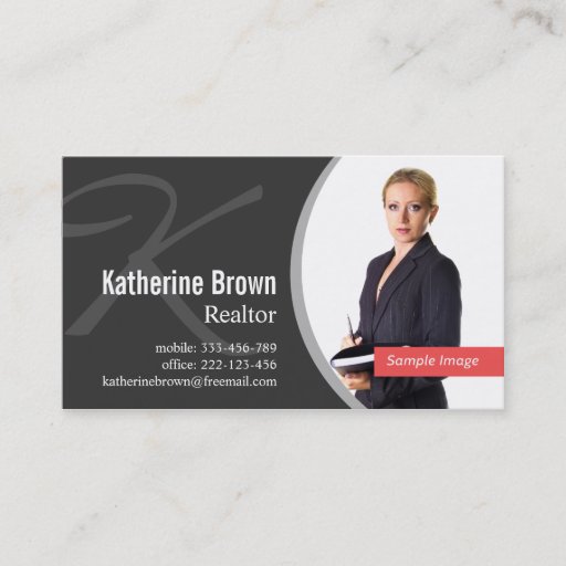 Customizable Modern Professional Realtor Monogram Photo Business Card