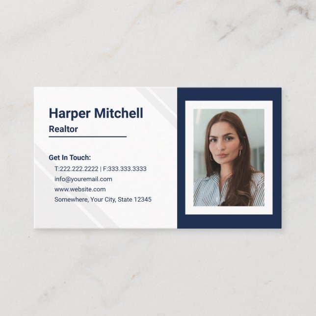 Modern Professional Realtor Photo Business Card (Front)