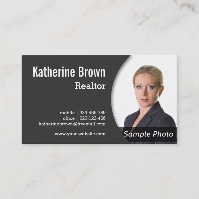 Modern, Professional, Realtor, Real Estate, Photo Business Card (Front)