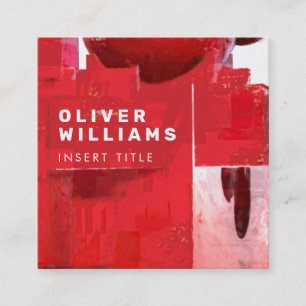 Modern Professional Red Abstract Structure Square Business Card