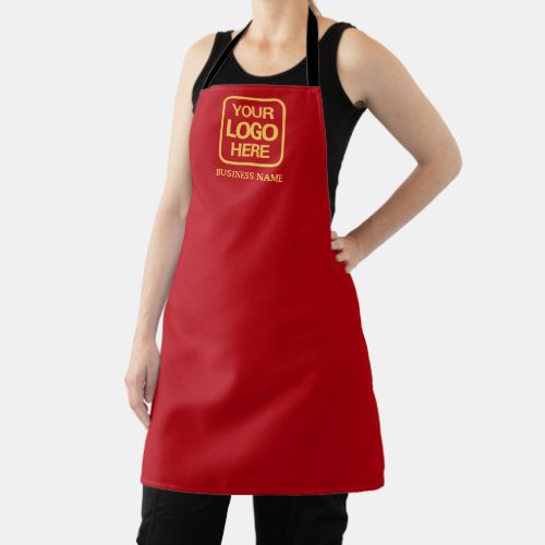 Modern Professional Red and Gold Business Logo Apron