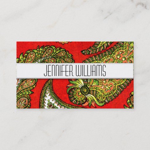 Customizable Modern Professional Red Paisley Business Cards
