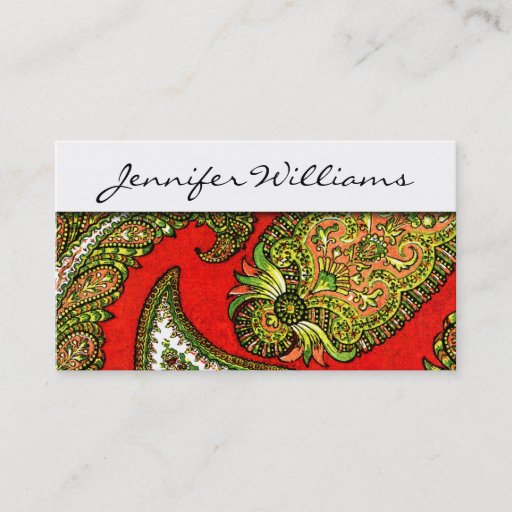 Customizable Modern Professional Red Paisley Business Cards
