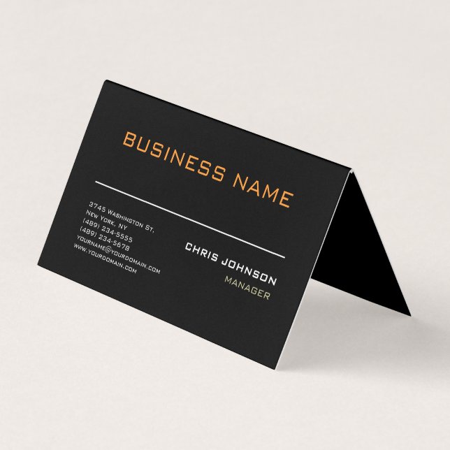 Modern Professional Rich Black Business Card (Front)