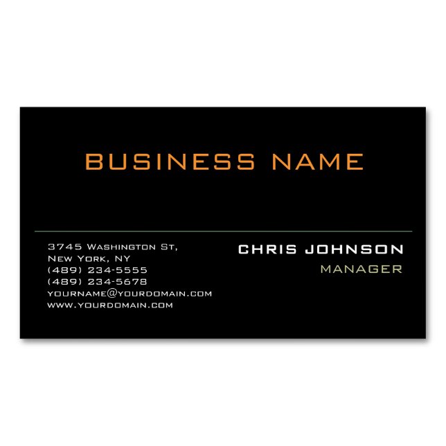 Modern Professional Rich Black Business Card (Front)