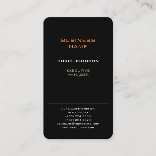 Modern Professional Rich Black Plain Business Card