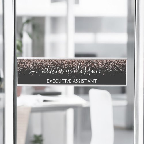 Modern Professional Rose Gold Blush Pink Glitter Door Sign