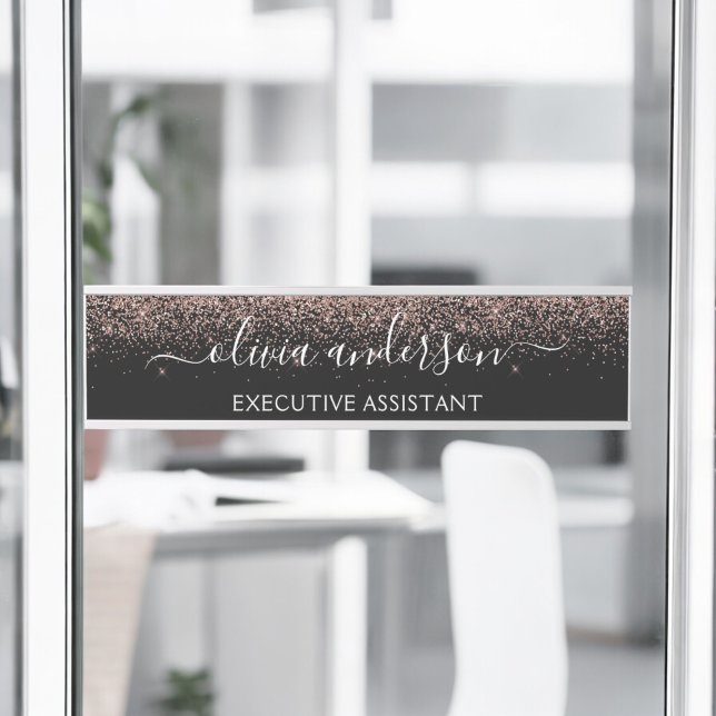 Modern Professional Rose Gold Blush Pink Glitter Door Sign (Creator Uploaded)
