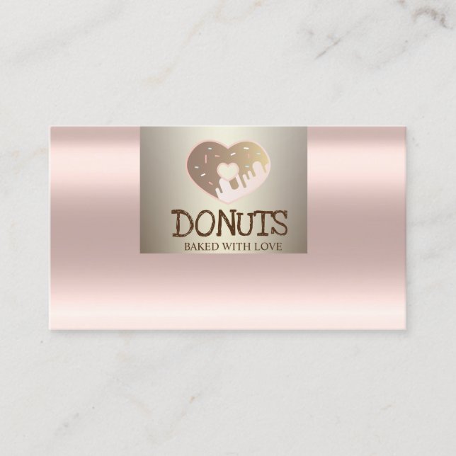 Modern Professional,Rose Gold,Donuts,Bakery Business Card (Front)