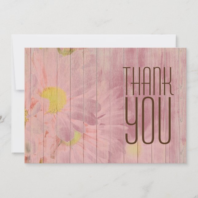 Modern Professional Rose Gold Floral Minimalist Thank You Card (Front)