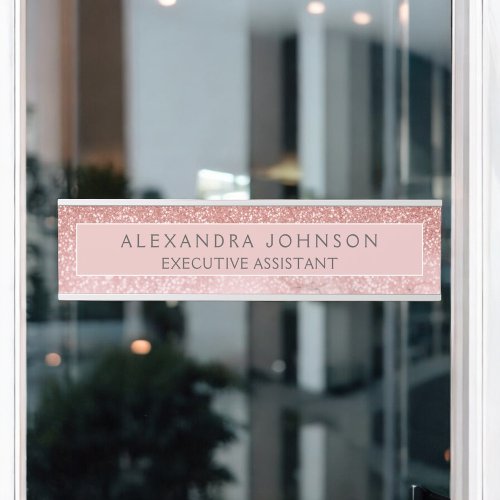 Modern Professional Rose Gold Glitter Marble Door Sign