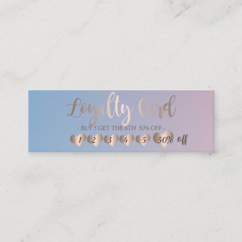 Modern Professional Rose Gold Hearts Ombre Loyalty Card