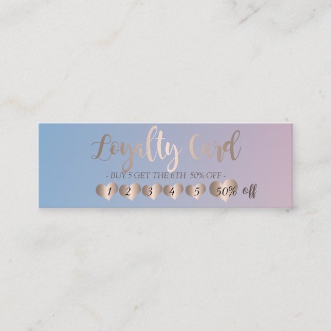 Modern Professional Rose Gold Hearts Ombre Loyalty Card (Front)