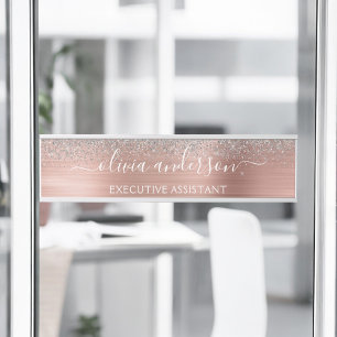 Modern Professional Rose Gold Silver Glitter Door Sign
