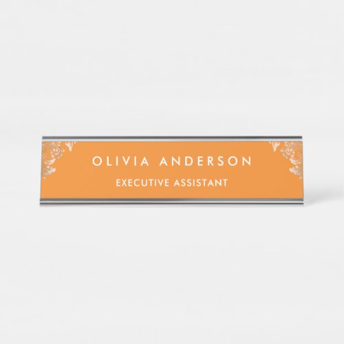 Modern Professional Rose Gold Sparkle Glitter Desk Desk Name Plate