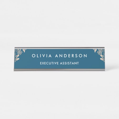 Modern Professional Rose Gold Sparkle Glitter Desk Desk Name Plate