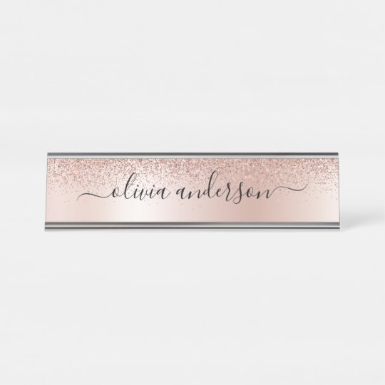 Modern Professional Rose Gold Sparkle Glitter Desk Name Plate | Zazzle.com