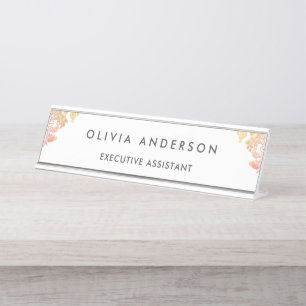 Modern Professional Rose Gold Sparkle Glitter Desk Name Plate