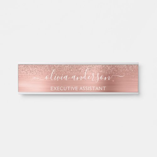 Modern Professional Rose Gold Sparkle Glitter Door Door Sign