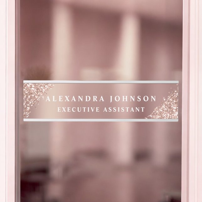 Modern Professional Rose Gold Sparkle Glitter Door Sign (Creator Uploaded)