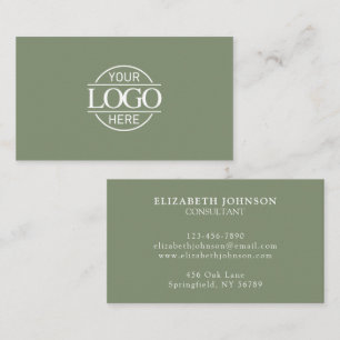 Modern Professional Sage Green Company Logo Business Card