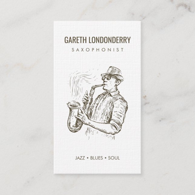 modern professional saxophonist musician qr code  business card (Front)