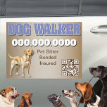 Modern Professional Service QR Code Dog Walker Car Magnet<br><div class="desc">Modern Professional Service QR Code Dog Walker. Advertise and market your dog walking services by including this modern and unique magnet to your car. Features bold typography and lovable dog artwork. Includes a QR code so new clients can simply scan to grab your contact information to set up an appointment...</div>