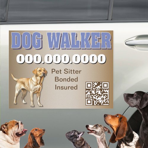 Modern Professional Service QR Code Dog Walker Car Magnet
