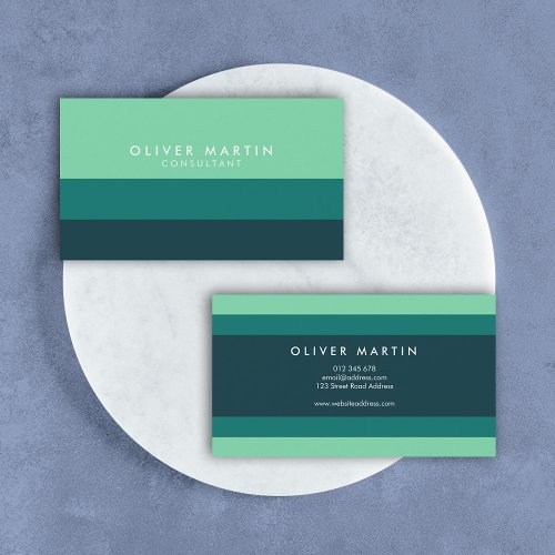 Modern Professional Shades of Green Color Block Business Card