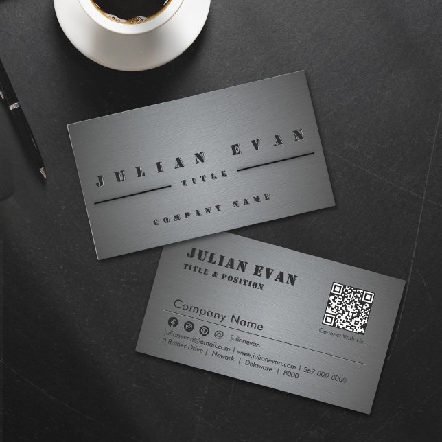 Modern Professional Shiny Black Aluminum Metal  Business Card (Modern Professional Shiny Black Aluminum Metal Business Card)